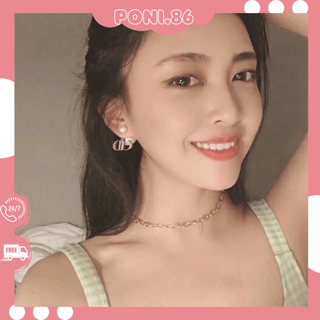 Hoa tai ngọc trai nhân tạo hình chữ D sang chảnh thanh lịch