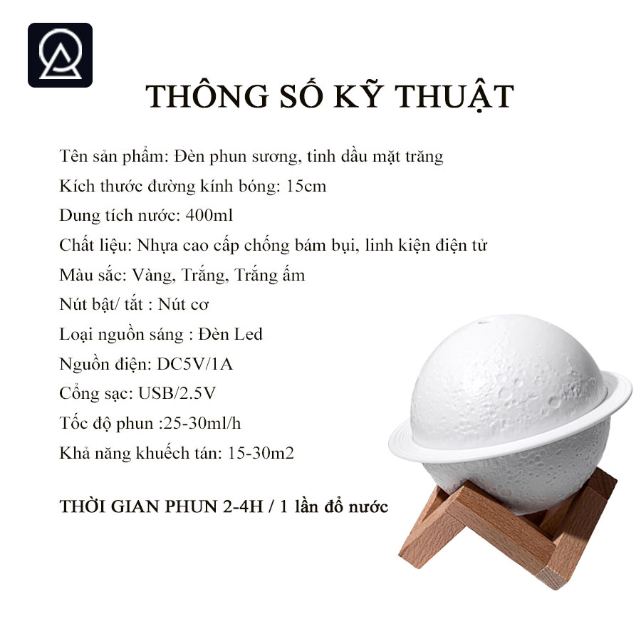 Đèn Ngủ Mặt Trăng Cực Xinh - Đèn Phun Sương Tạo Ẩm Cho Phòng Điều Hòa