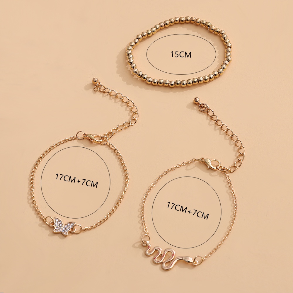 Set 3 Vòng Tay Đính Đá Phong Cách Retro Thời Trang Cho Nữ