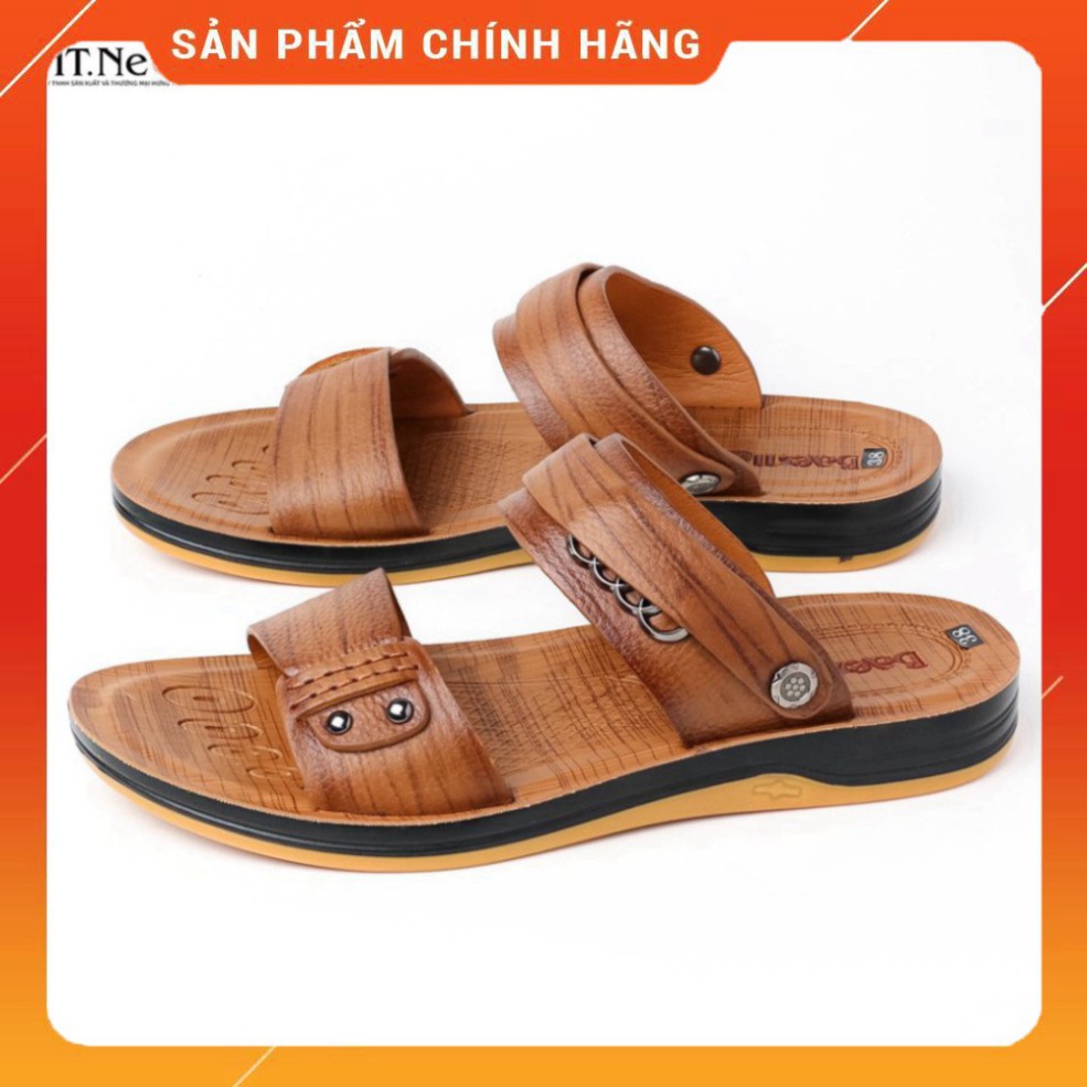 Sandal nam da bò đế kếp-dép da cao cấp HT.NEO- hàng da bò nguyên miếng 100% kết hợp đế kếp cao su siêu bền SD68