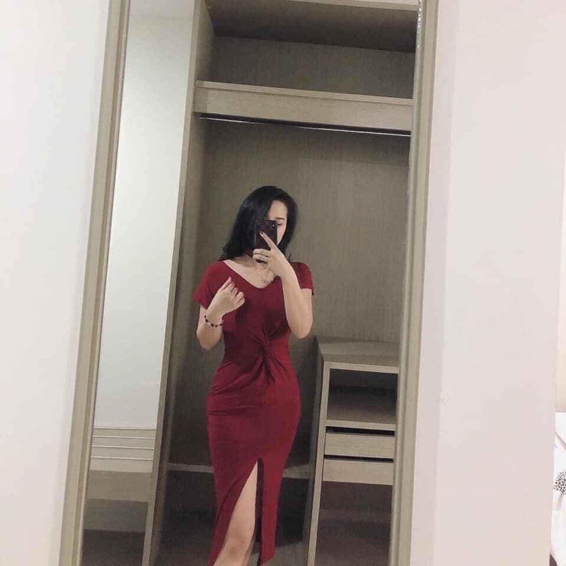 Đầm Thun Maxi Xoắn Eo thái lan
