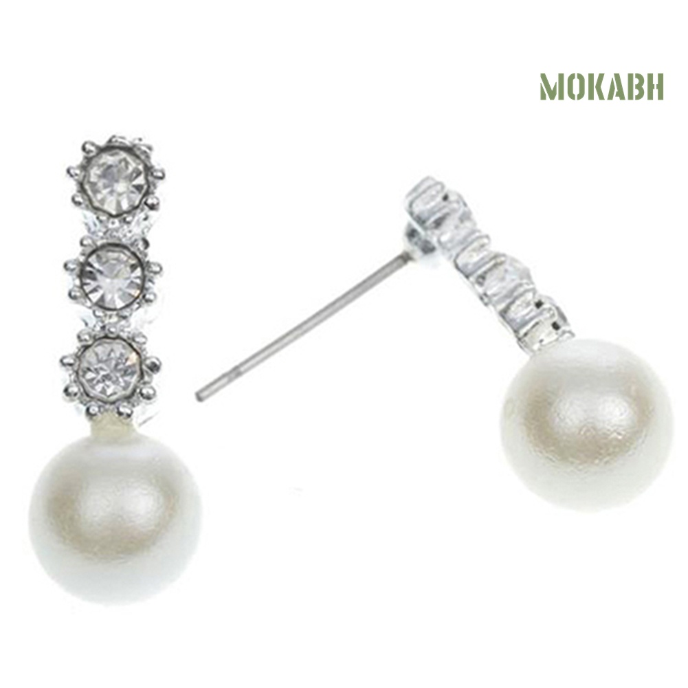 Bông Tai Đính Ngọc Trai Giả Thời Trang Cho Cô Dâu