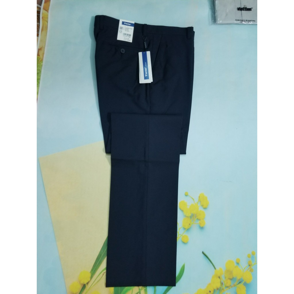 Quần tây nam Việt Tiến màu XANH ĐEN trơn - phom suông REGULAR- có ly và không ly- SHOP HỨA