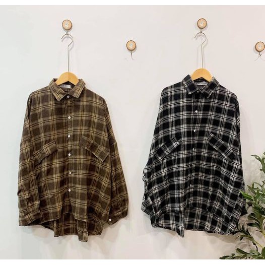 Áo sơ mi kẻ form oversize cho nữ