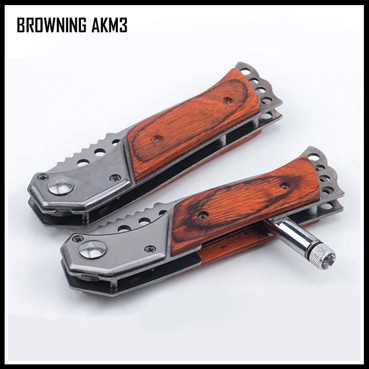 Dao phượt bấm BROWNING AKM3 cắt gọt hoa quả gấp gọn có bao đựng bỏ túi tiện lợi