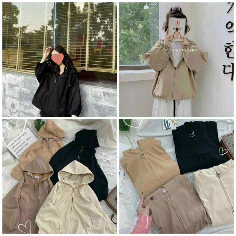 Jacket da lộn form rộng trơn 2 lớp - ảnh thật