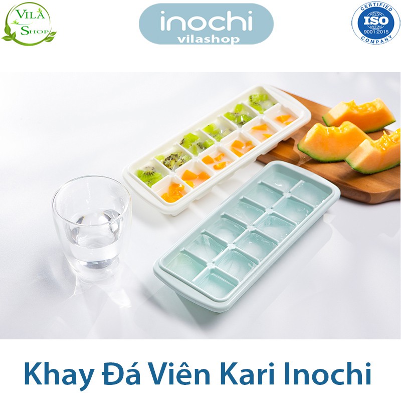 Khay Làm Đá, Khay Làm Thạch Kari 12 Viên, Khay Tích Trữ Đồ Ăn Dặm Cho Bé Nhựa Dẻo Cao Cấp Inochi Kháng Khuẩn -  Khử Mùi