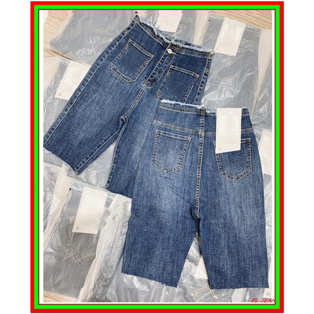 Quần jean nữ LỬNG TÚI BẦU LƯNG TUA RUA siêu đẹp màu xanh  siêu đẹp -1GG4