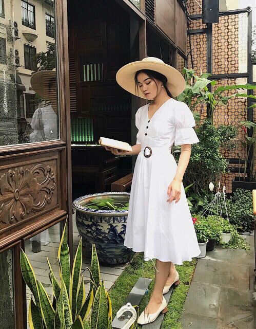 #Đầm #xòe tay nhúng