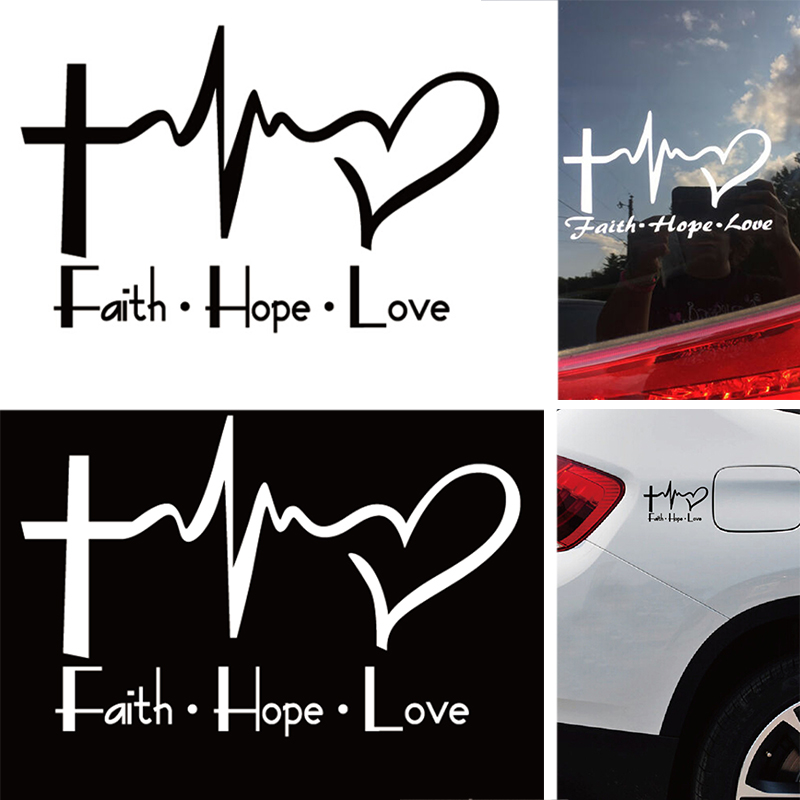 Sticker Dán Họa Tiết Chữ &quot;Faith Hope Love&quot; Cho Xe Ô-Tô