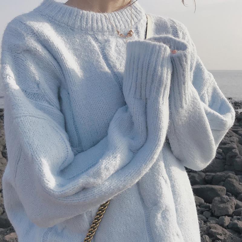 🌈Khuyến trái mùa 🌈 Áo sweater Tròng Đầu Dáng Rộng Siêu Mềm Ấm Áp Màu macaron Dễ Thương Cho Nữ