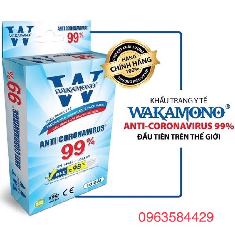 KHẨU TRANG Y TẾ WAKAMONO – (4 Lớp, Hộp 10 Cái)