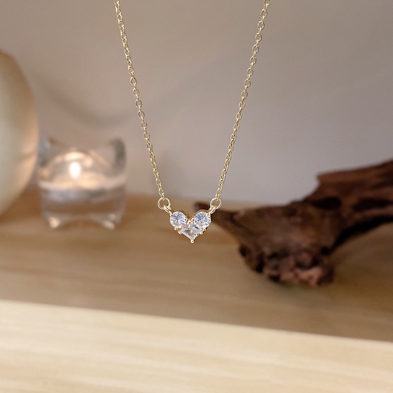 Dây Chuyền Mạ Vàng 14K Mặt Trái Tim Đính Đá Pha Lê Fantastic789