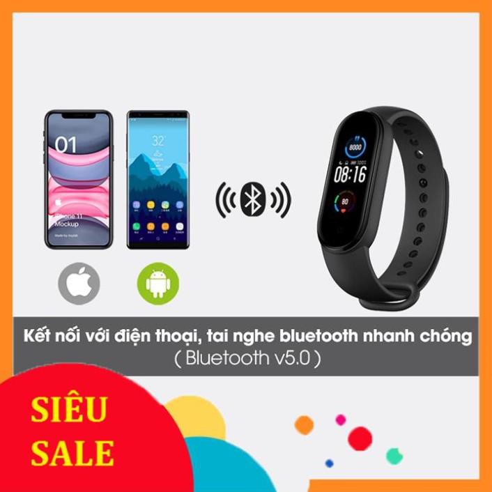 [RẺ NHẤT] Vòng tay theo dõi sức khoẻ kiêm đồng hồ thông minh M5,pin trâu, đo hiệu năng chạy bộ, bảo hành 6 tháng