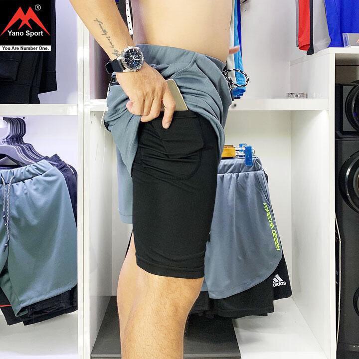 Quần gym 2 lớp - chạy bô, gymer, thể thao - có túi đựng điện thoại | BigBuy360 - bigbuy360.vn