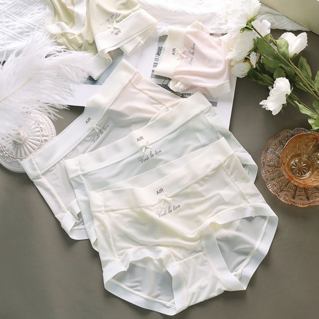 Quần lót nữ đúc su thun lạnh mềm mại xuyên thấu sexy, quần chíp nữ đính nơ gợi cảm LANIXA L130