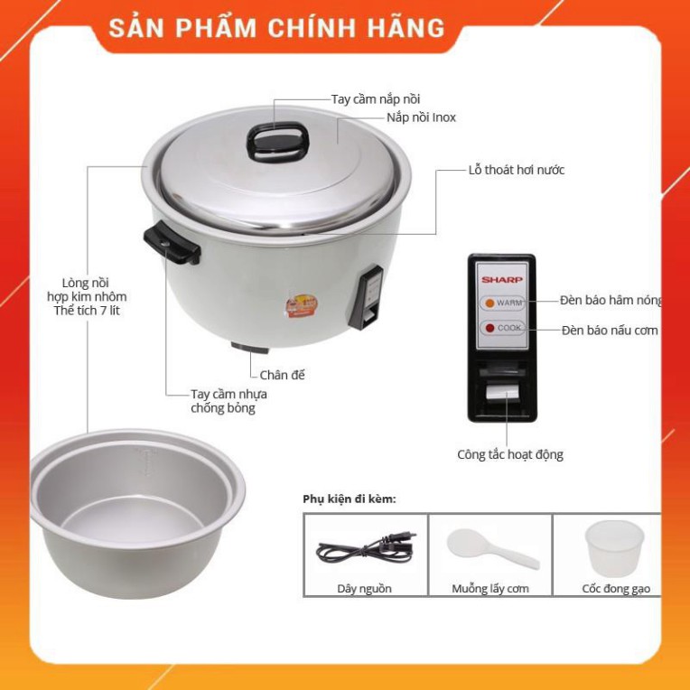 [FreeShip] Nồi cơm điện SHARP 5L / 7L / 10L KSHD55V | KSHD77V | KSHD1010V, Hàng chính hãng