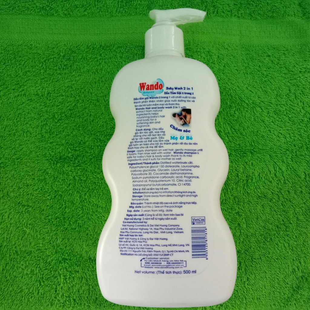 Dầu tắm gội 2in1 Wando chai 500ml | BigBuy360 - bigbuy360.vn