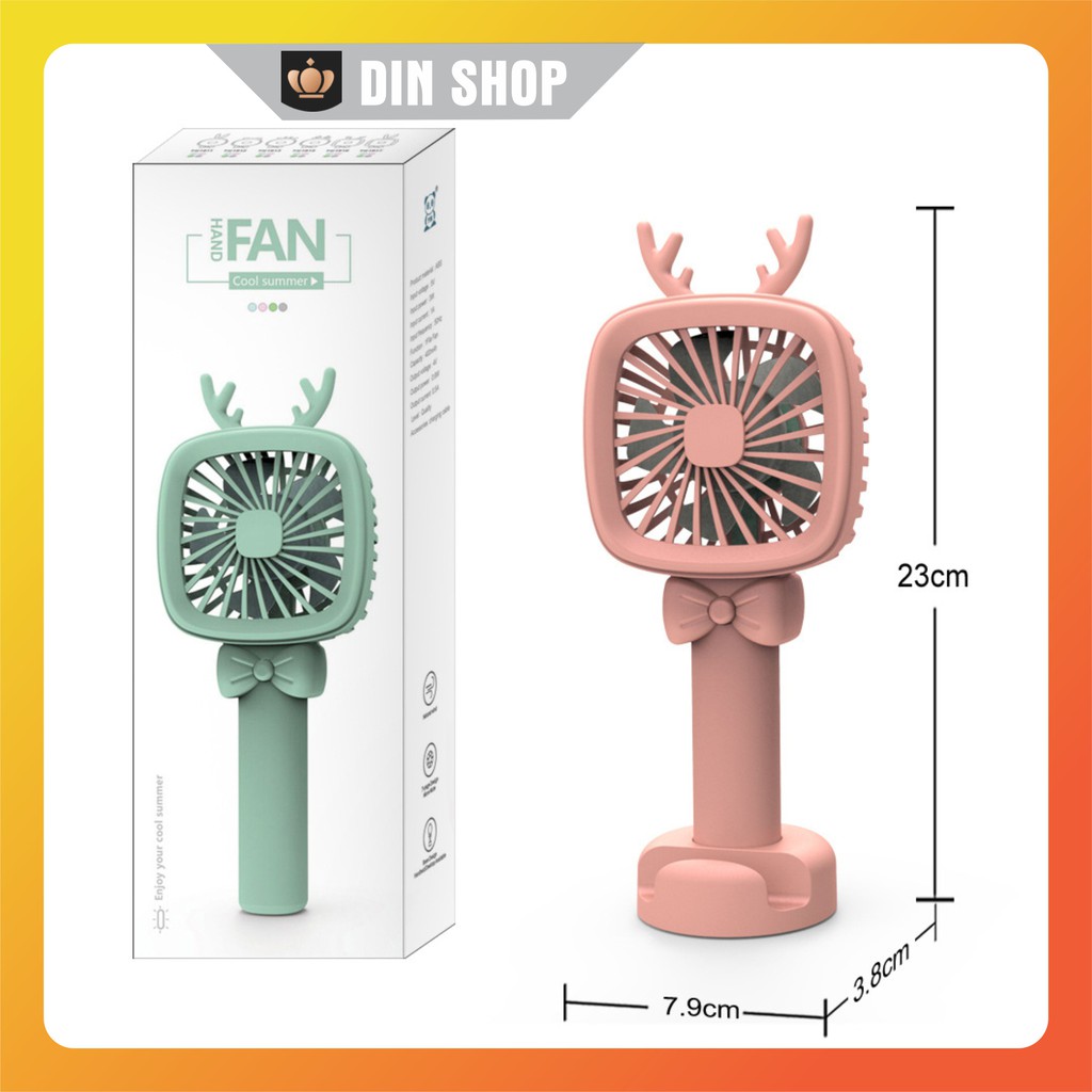 Quạt mini tích điện ⚡MÁT LẠNH⚡ Quạt tích điện mini sừng hươu  3 tốc độ cổng sạc USB nhiều màu sắc dễ thương | BigBuy360 - bigbuy360.vn