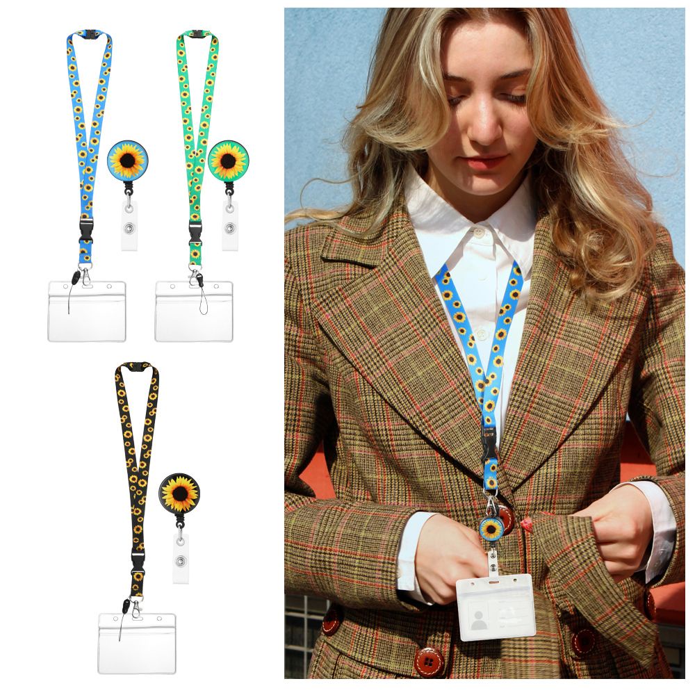 💜Layor💜 Dây đeo thẻ họa tiết hoa hướng dương có thể thu vào tiện dụng | BigBuy360 - bigbuy360.vn