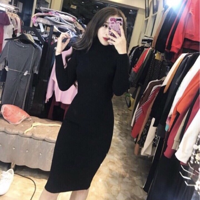 Váy len body cổ lọ hàng QC ( ngang gối 1m5) | BigBuy360 - bigbuy360.vn