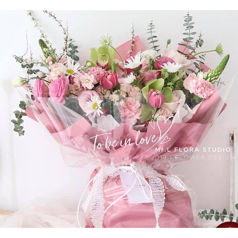 Tập 50 tờ bóng kính trong gói hoa phong cách hàn Quốc