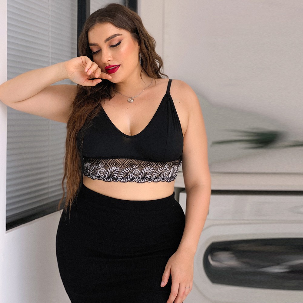 Áo Lưới Phối Ren Plus Size Phong Cách Âu Mỹ Thời Trang Mùa Hè 17477 2021