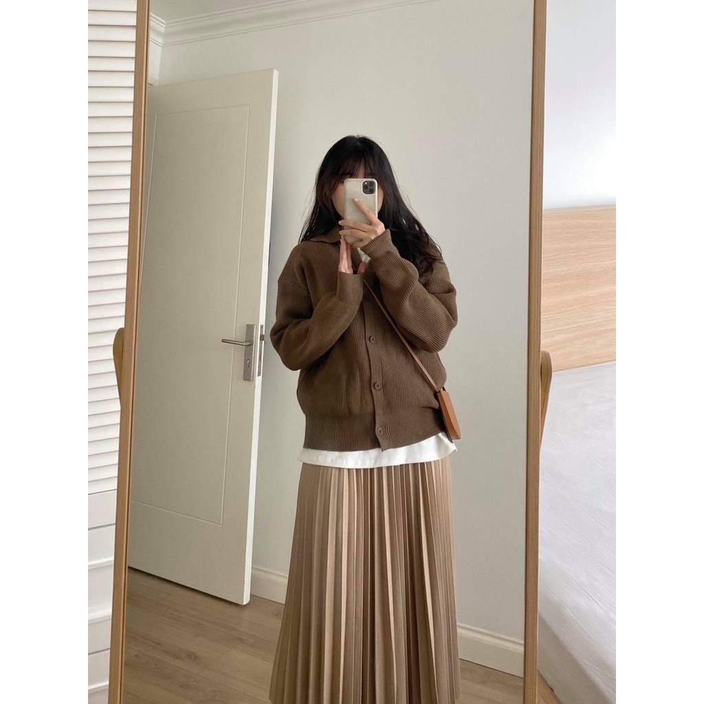 A0064 _Áo cardigan len cổ bẻ vân dọc | BigBuy360 - bigbuy360.vn