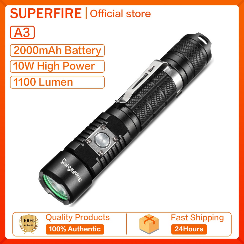 Đèn Pin Mini SupFire A3 Đèn Pin LED, Đèn Pin Cầm Tay Cổng USB Độ Sáng Cao Ngoài Trời