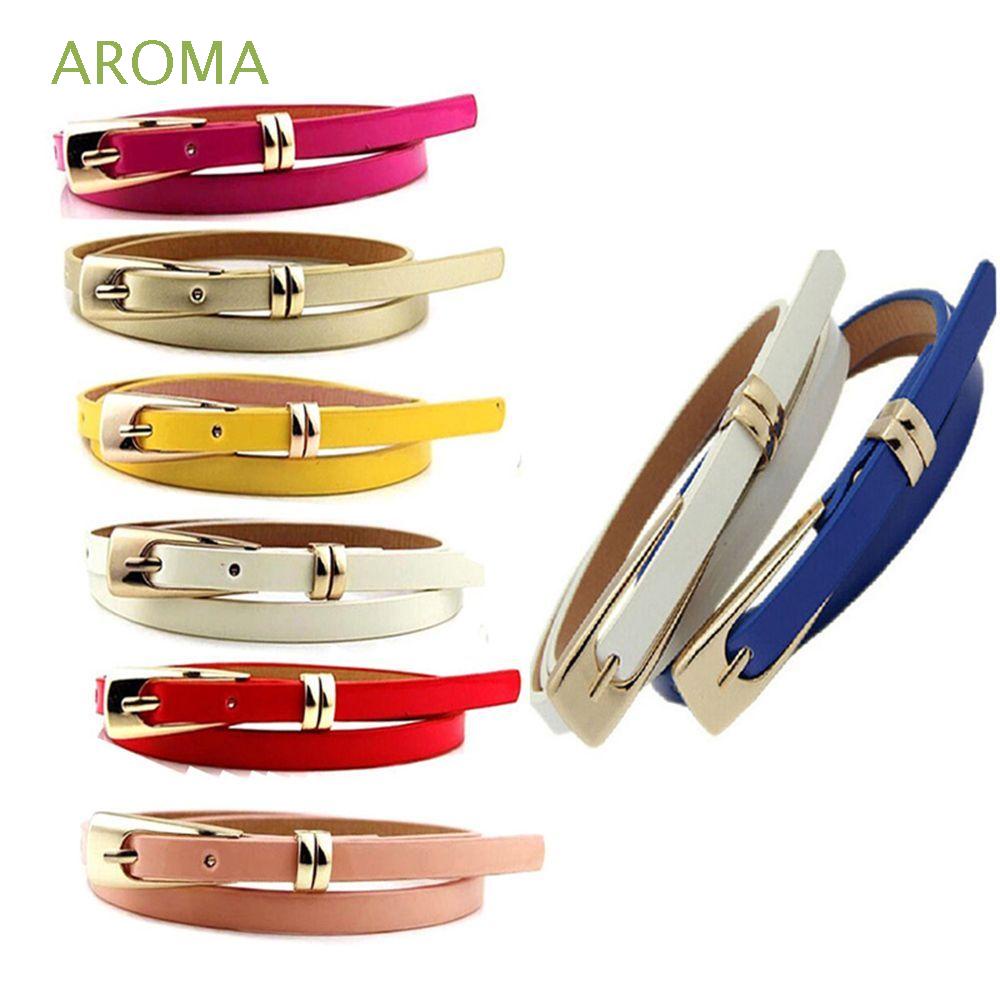 Thắt Lưng Da Bản Nhỏ Khóa Kim Loại Nhiều Màu Sắc Thời Trang Cho Nữ