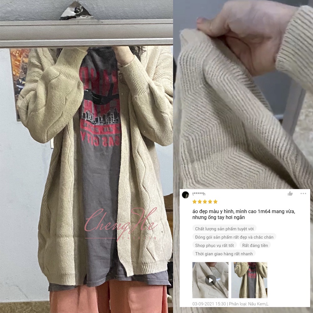 Áo khoác cardigan dáng rộng oversize kiểu dài dày dặn ấm áp thu đông A00167