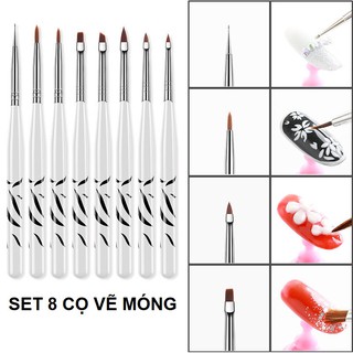 Set 8 Cây Cọ Họa Tiết Ngựa Vằn Vẽ Móng Cao Cấp - Vẽ Hoa Làm Hoa Đắp Gel