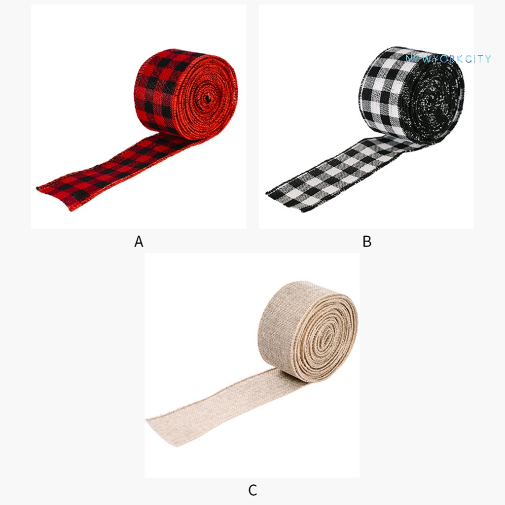 Cuộn dây ruy băng 2m in họa tiết kẻ sọc trang trí tiệc cưới/giáng sinh