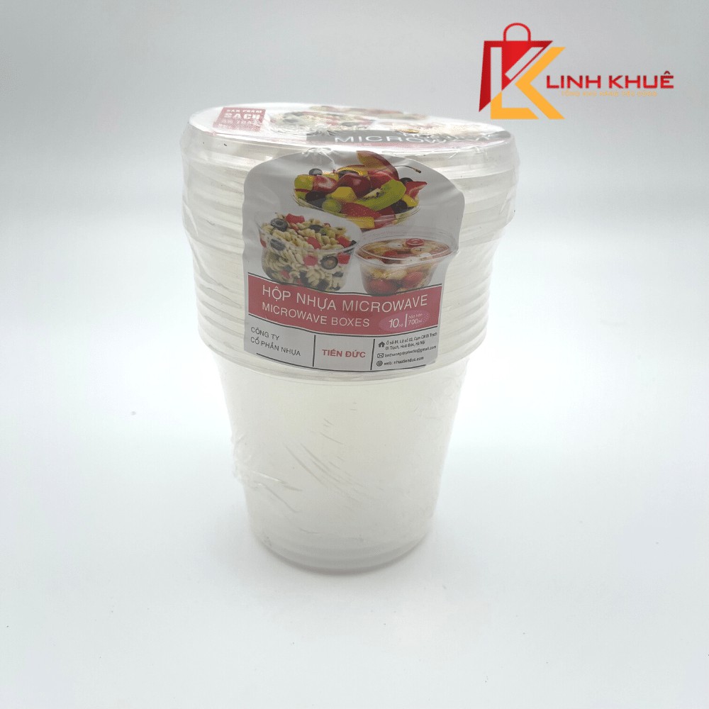 Hộp nhựa tròn 700ml kèm nắp - Hộp Microwave - Sp0009 - Hộp đựng thức ăn - Đồ dùng 1 lần