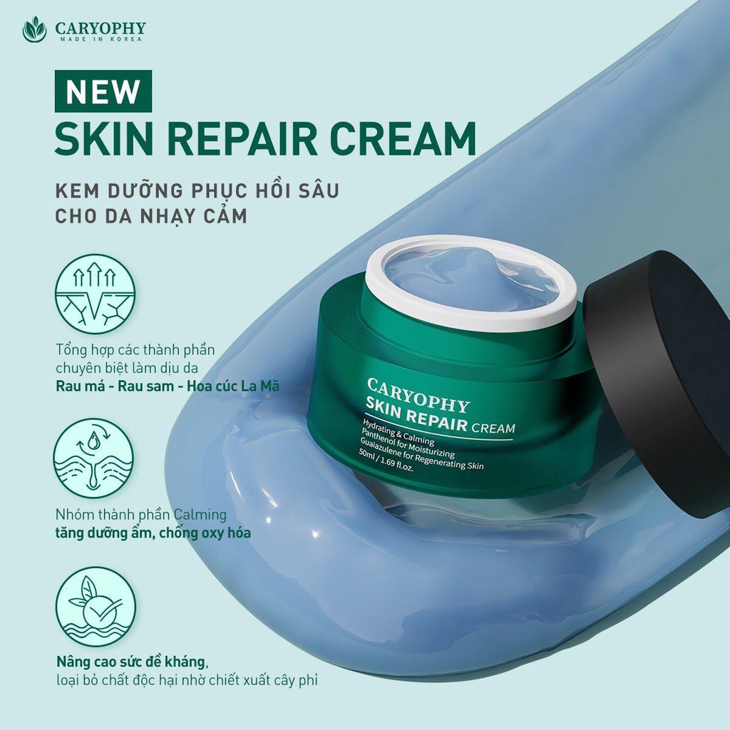 Kem Dưỡng Ẩm, Làm Dịu Phục Hồi Da Chuyên Sâu Caryophy Skin Repair Cream 50ml - Miss Xinh