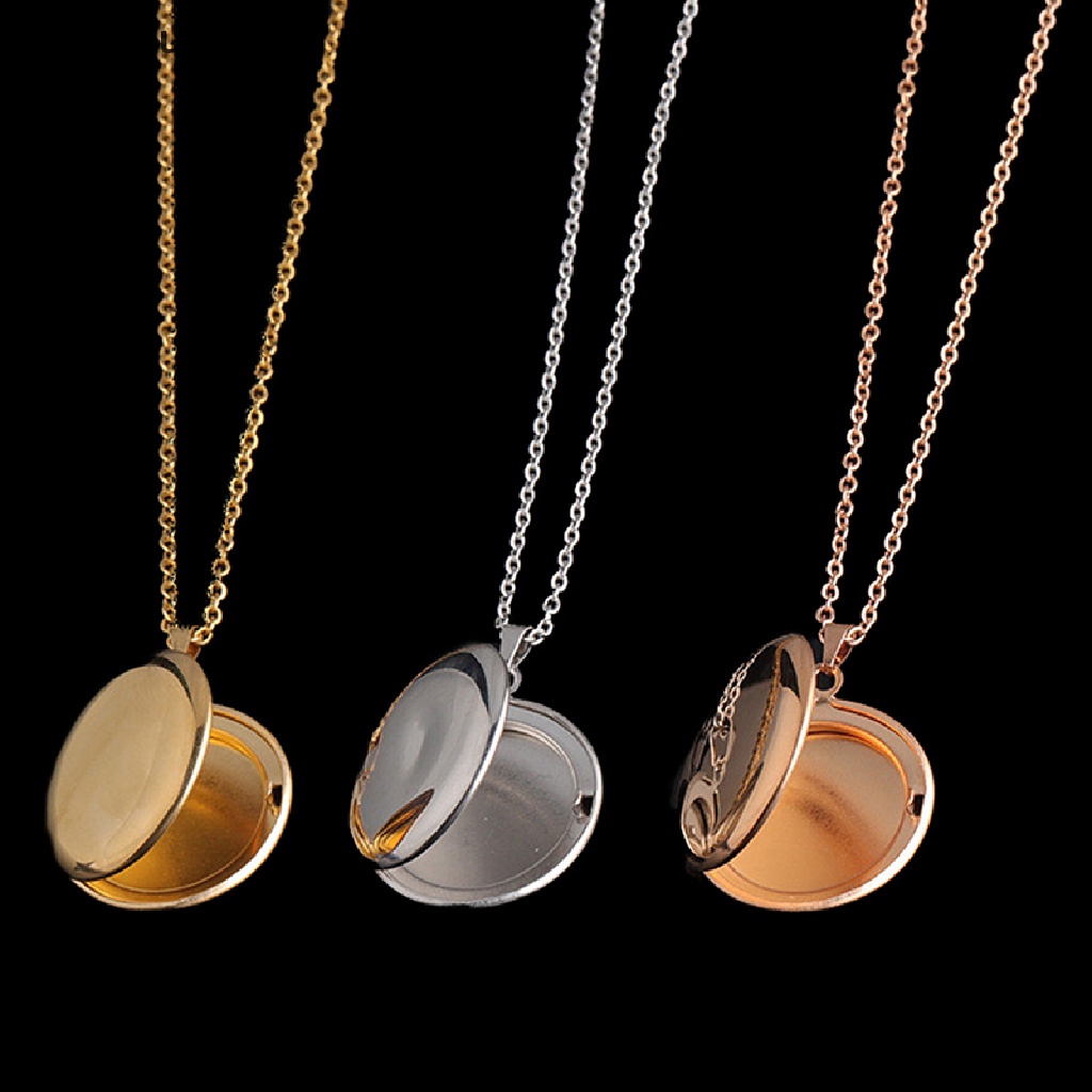 [Meifuyi] Stainless Steel Photo Locket Necklace 3 Colors Open Round Pendant Necklaces COD