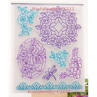 hnastampy CS211 con dấu tem trong suốt chuồn chuồn hoa kính seal clear stamp dùng cho thiệp handmade scrapbook planner