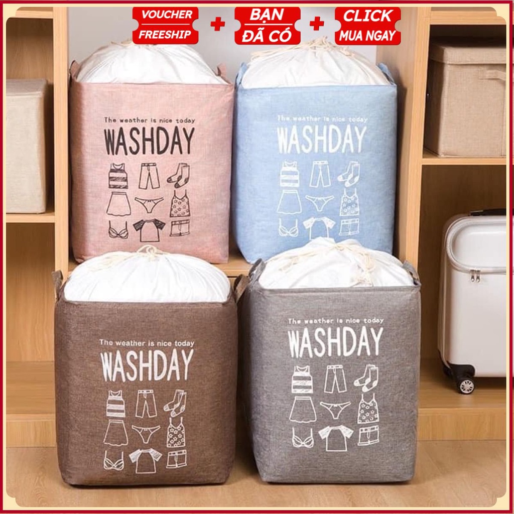 Giỏ Đựng Quần Áo Bằng Vải Cỡ Lớn, Túi Đựng Chăn Màn Đa Năng Washday Có Thể Gấp Gọn Vintage Xinh Xắn (Chọn Màu)