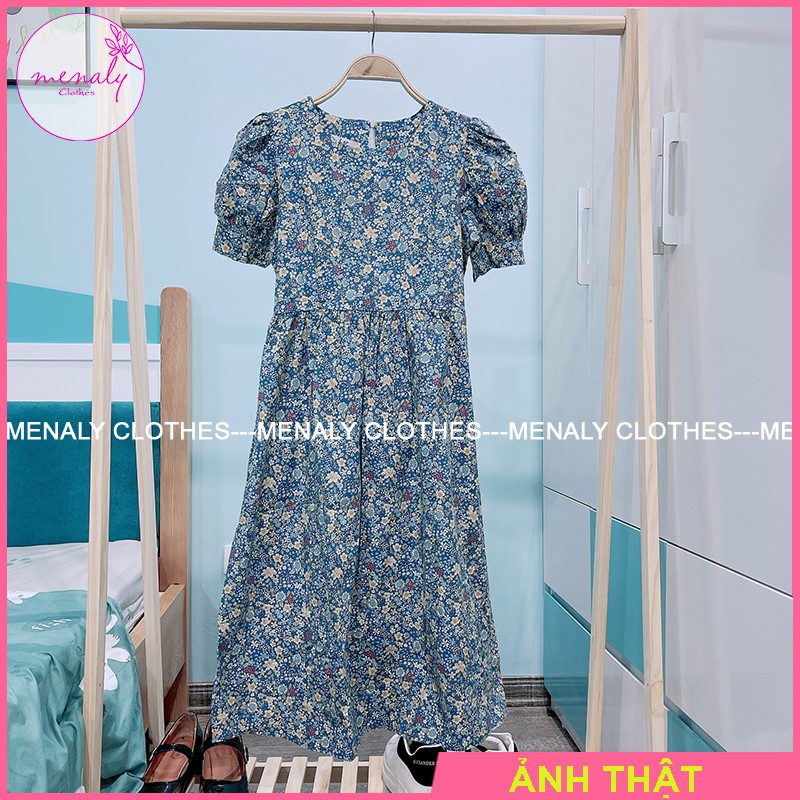 Váy babydoll hoa nhí cộc tay dáng dài tay bồng VH026