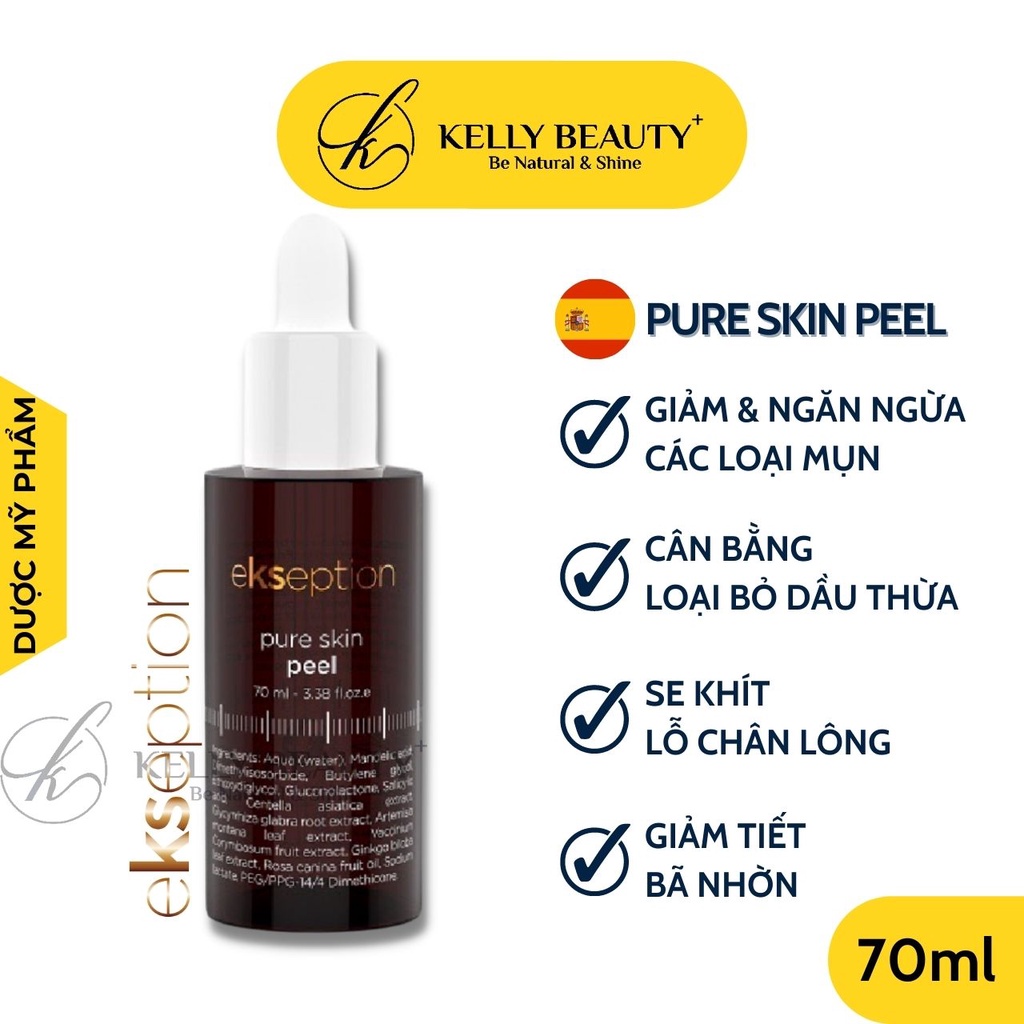 Pure Skin Peel EKSEPTION 70ml - Giảm &amp; Ngừa Mụn; Kiềm Dầu, Se Khít LCL; Phục Hồi &amp; Mềm Mịn Da | Kelly Beauty