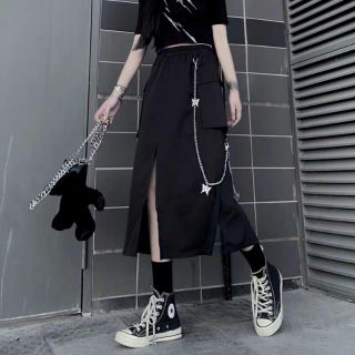 (Sẵn áo) Áo croptop ống tay cut out họa tiết bươm bướm + chân váy dài xẻ phá cách