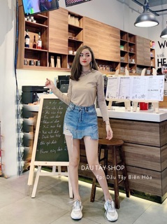 Áo phông giấy lệch vai (2 màu ảnh thật)