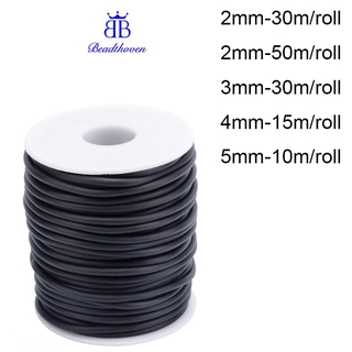 1roll PVC Tubular Solid Synthetic Rubber Cord Wrapped Around White Plastic Spool No Hole Black 5mm about 10.93 yards(10m)/roll