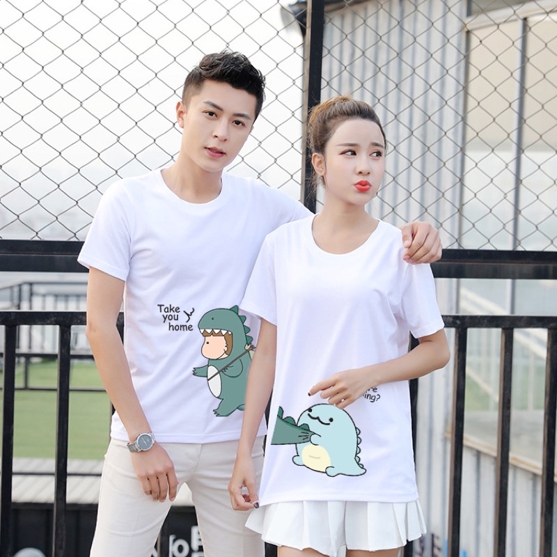 Áo thun đôi nam nữ couple tình nhân khủng long