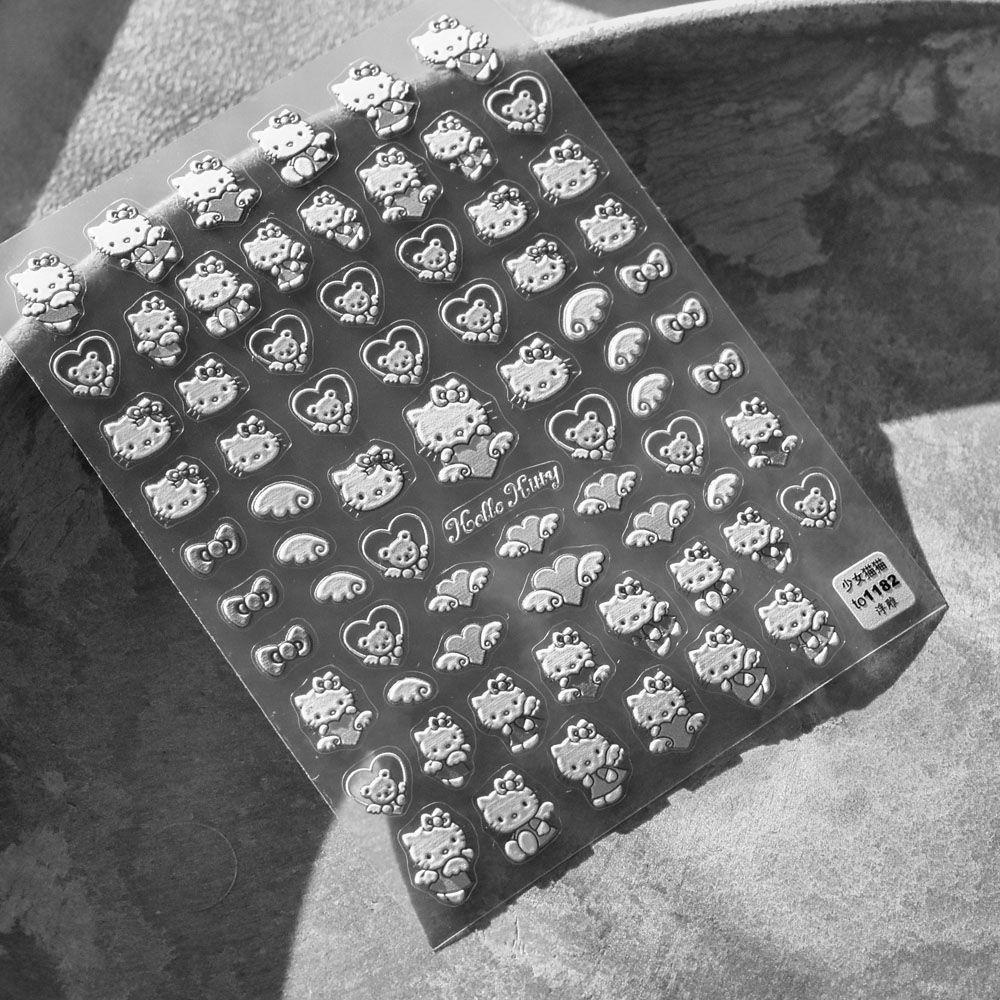 OCEANMAP Miếng Dán Trang Trí Móng Tay Họa Tiết Mèo 3D Dễ Thương