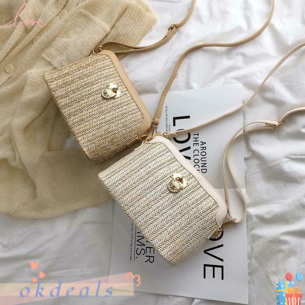 Túi Rơm Đeo Chéo Thời Trang Đi Biển Cho Nữ