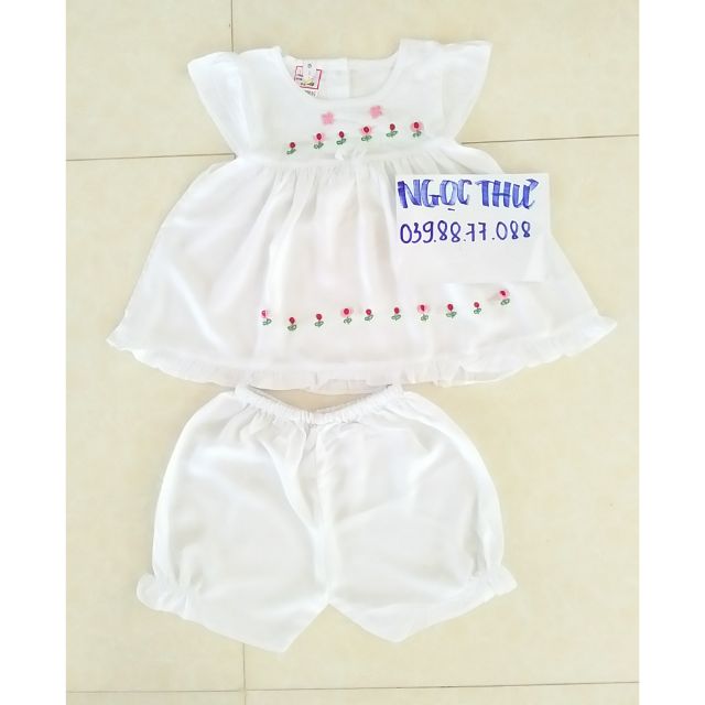 Bộ đùi tole / lanh thêu bằng tay bé gái 5_18kg