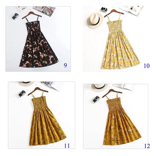 Đầm 2 dây chiffon xếp li in họa tiết phong cách bohemian thời trang mùa hè cho nữ