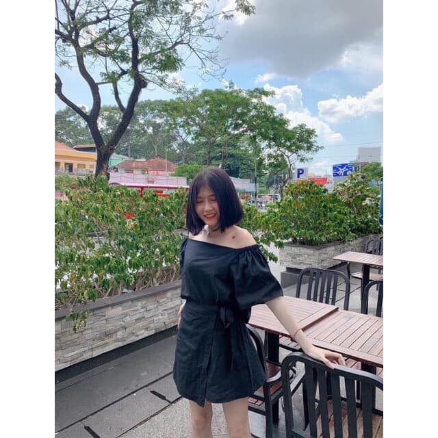 [C112] Set áo trễ vai chân váy thắt nơ điệu đà - Set áo trễ vai cá tính mix chân váy ngắn cạp chun freesize cực xinh | BigBuy360 - bigbuy360.vn