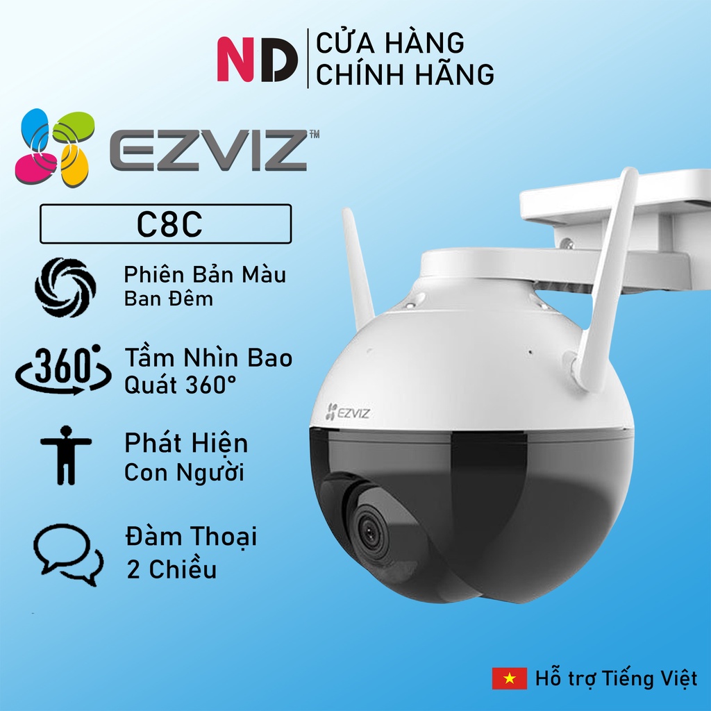 Camera Ngoài Trời Wifi 2MP EZVIZ C8C HD 1080P Điều Khiển Xoay 360° - Hàng chính hãng bảo hành 24 tháng